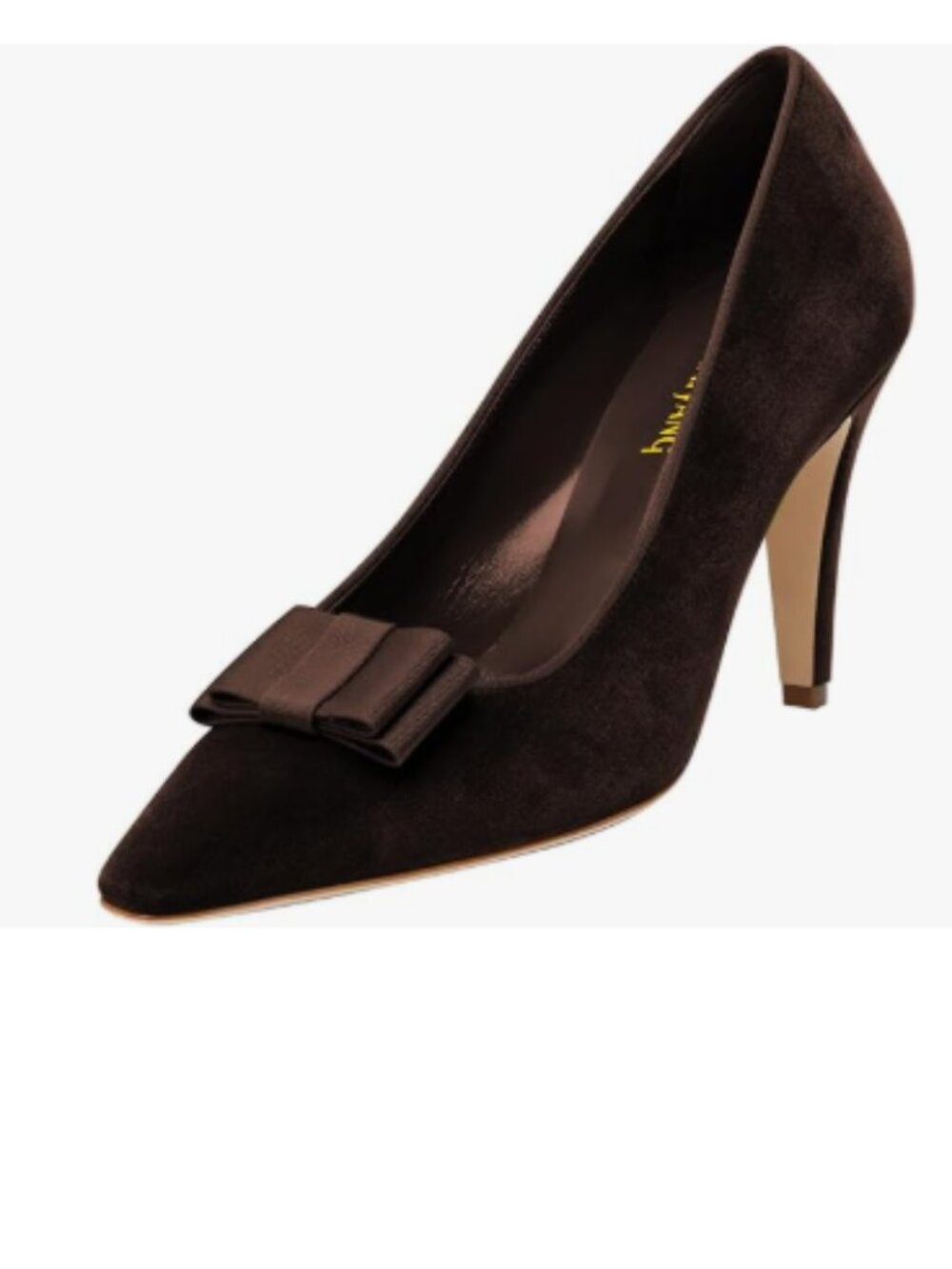 Maiyang Dark Brown Small Square Toe Slip on Bow Pumps High Heel Elegant Shoes